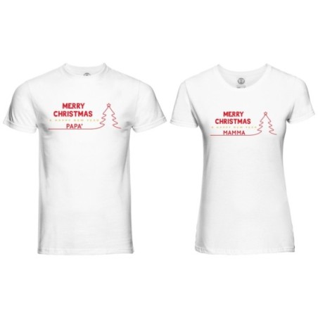 Coppia di maglie personalizzate con nomi merry christmas and happy new year Natale