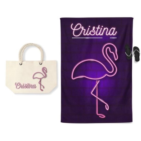 Coordinato telo e borsa mare personalizzato con nome...