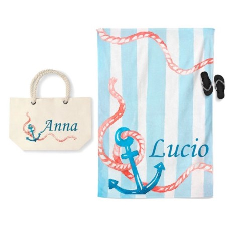 Coordinato telo e borsa mare personalizzato con nome...