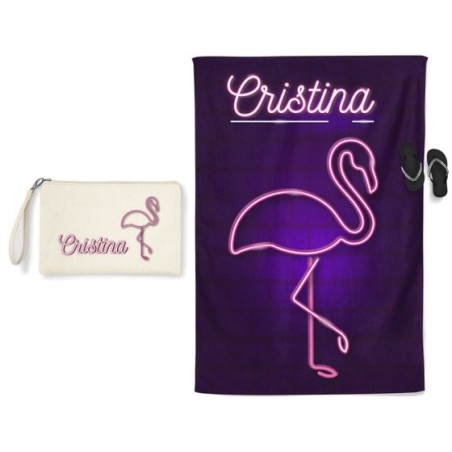Coordinato telo e pochette mare personalizzato con nome...