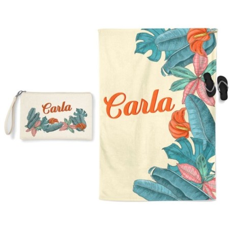 Coordinato telo e pochette mare personalizzato con nome...