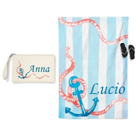 Coordinato telo e pochette mare personalizzato con nome...