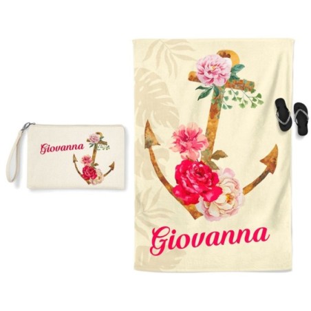 Coordinato telo e pochette mare personalizzato con nome...