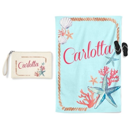 Coordinato telo e pochette mare personalizzato con nome...