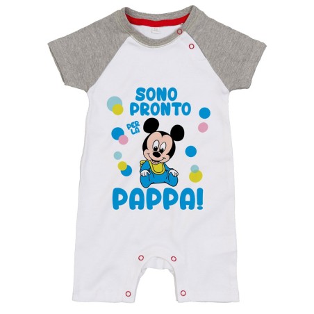 Pagliaccetto neonato sono pronto per la pappa baby topolino Cartoon