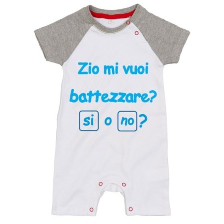 Pagliaccetto neonato personalizzabile  nome zio zii mi volete battezzare? Per gli zii