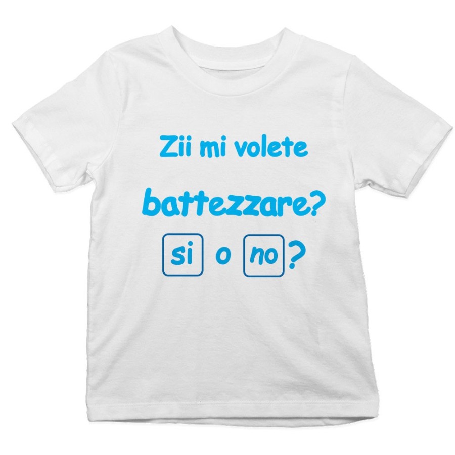 T-shirt bambino personalizzabile  nome zio zii mi volete battezzare? Per gli zii