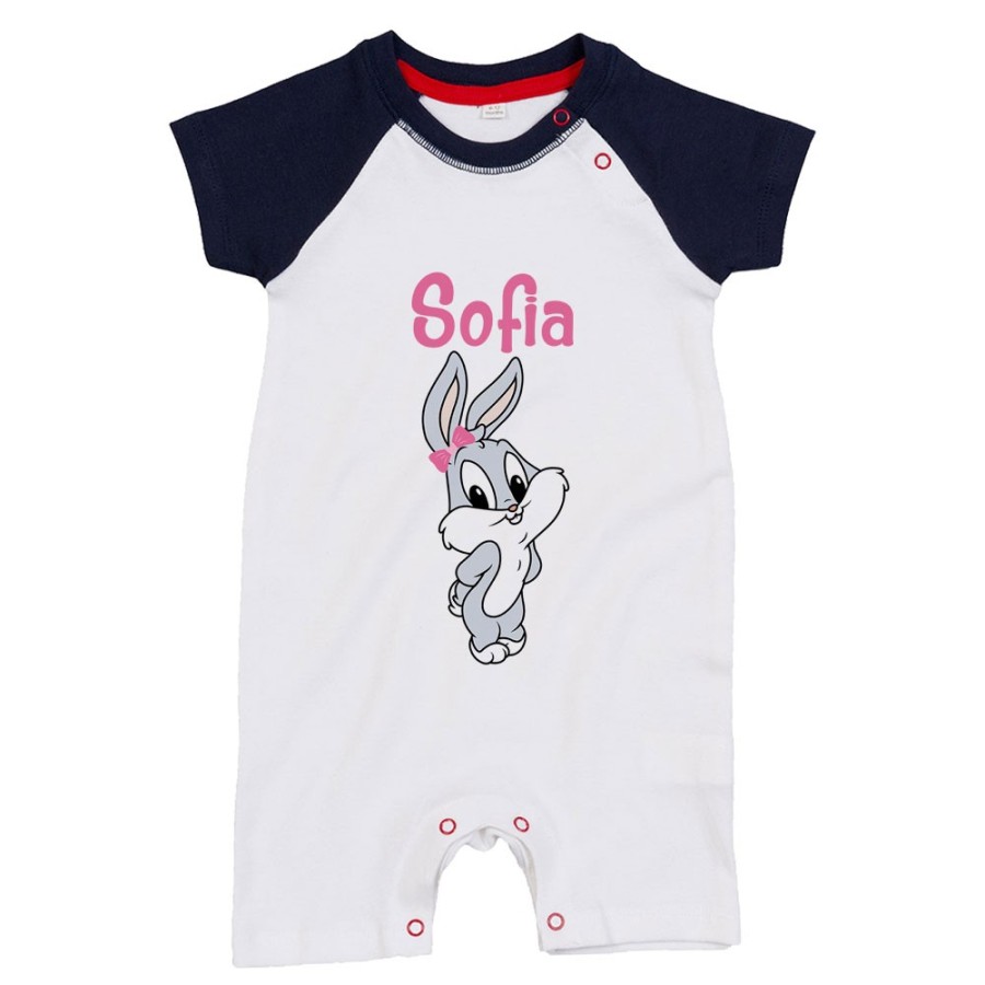 Pagliaccetto neonato personalizzato con nome bugs bunny - lola bunny Cartoon