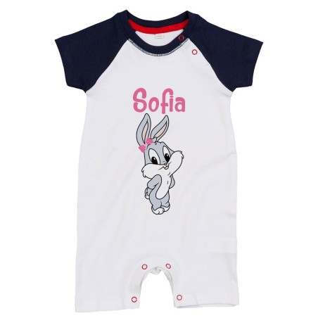 Pagliaccetto neonato personalizzato con nome bugs bunny - lola bunny Cartoon