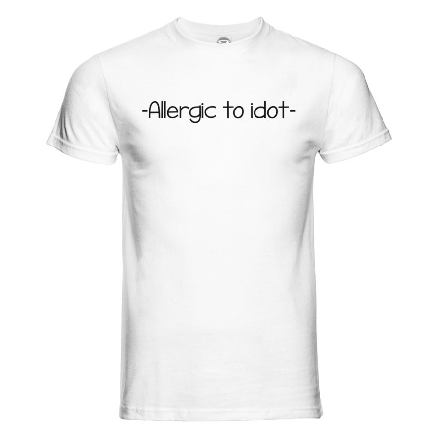 T-shirt uomo allergic to idiot Frasi