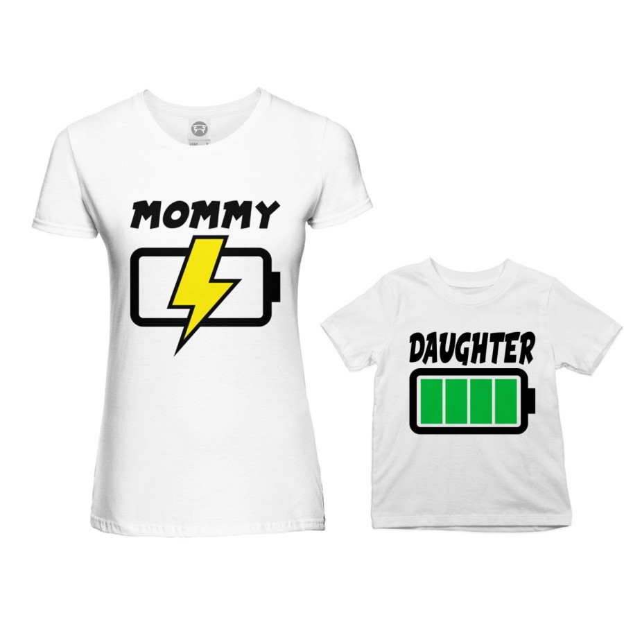 Coordinato t-shirt madre figlio mommy chaging daughter son full battery Per la mamma