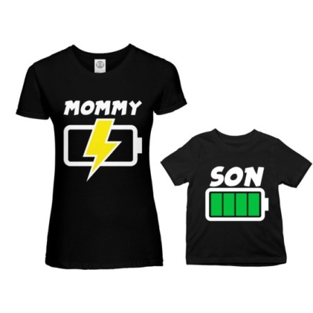 Coordinato t-shirt madre figlio mommy chaging daughter son full battery Per la mamma