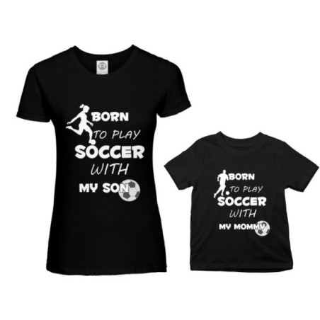 Coordinato t-shirt madre figlio born to play soccer with...