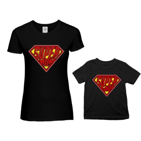 Coordinato t-shirt madre figlio super mom super girl super boy Per la mamma