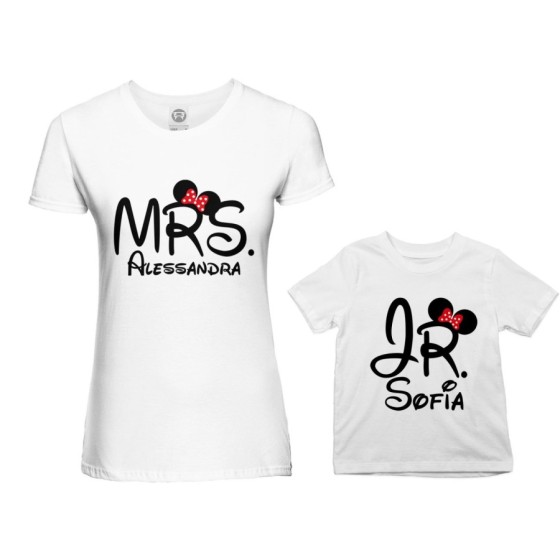 Coordinato t-shirt madre figlio personalizzabile con nomi mrs e jr Per la mamma