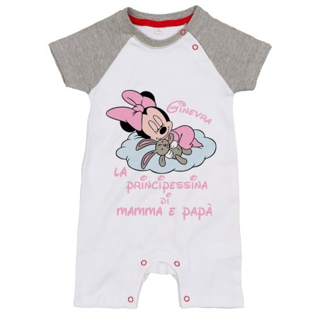 Pagliaccetto neonata personalizzato con nome baby minnie...