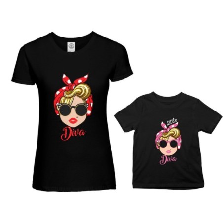 Coordinato t-shirt madre figlia marilyn diva little...