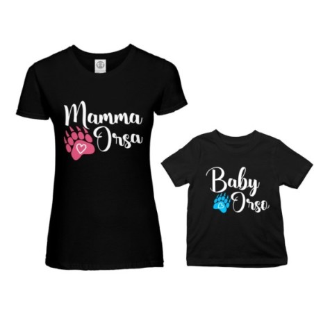 Coordinato t-shirt madre figlio mamma zampa orso