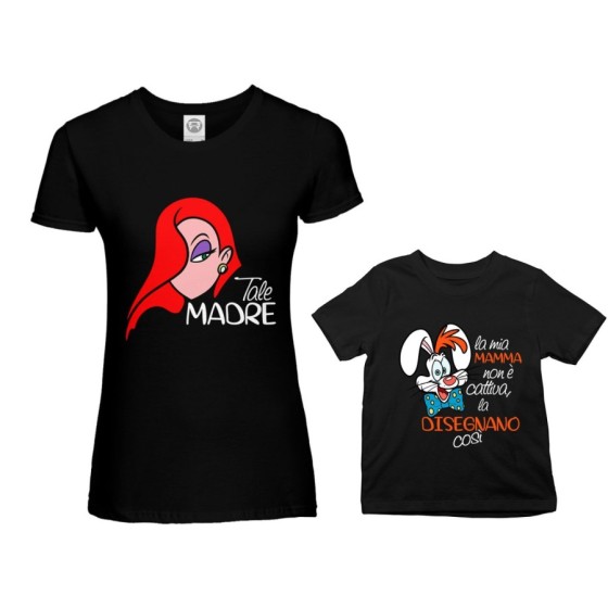 Coordinato t-shirt madre figlio jessica rabbit la mia mamma non è cattiva la disegnano così Per la mamma 2