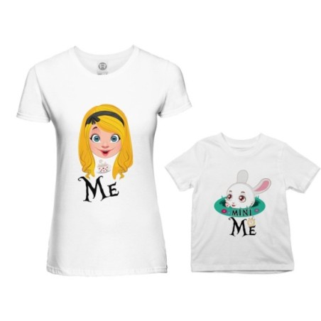 Coordinato t-shirt madre figlio me alice mini bianconiglio