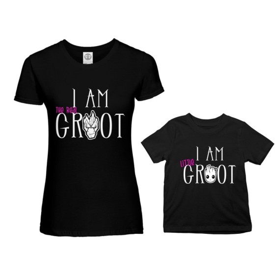 Coordinato t-shirt madre figlio i am the real groot i am little groot Per la mamma