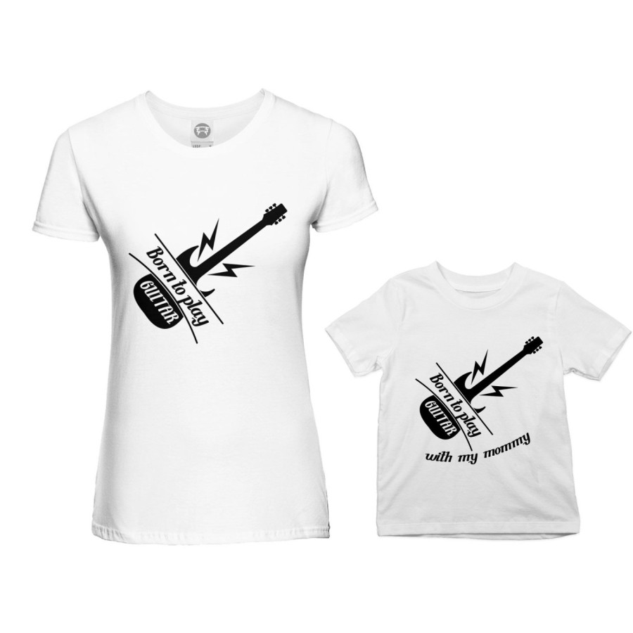 Coordinato t-shirt madre figlio born to play guitar born to play guitar with my mommy Per la mamma