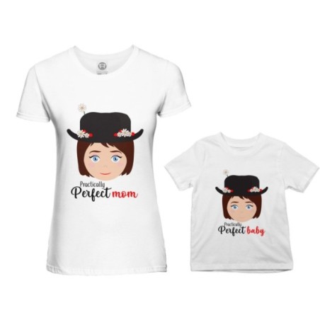Coordinato t-shirt madre figlia practically perfect mom...