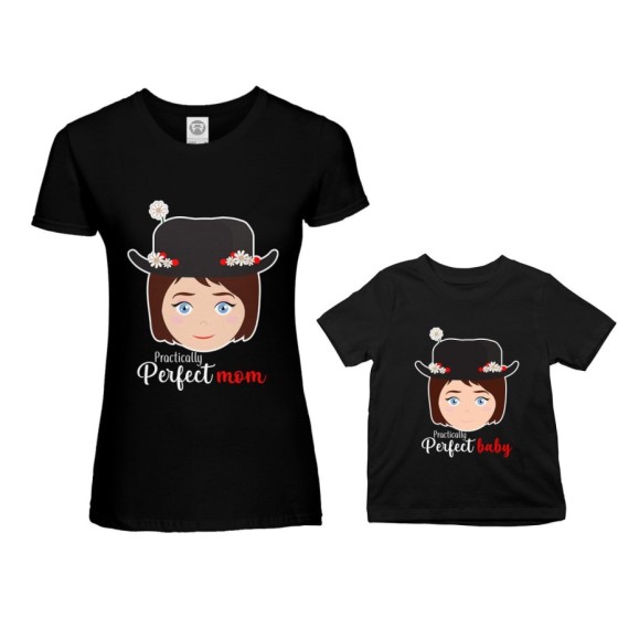 Coordinato t-shirt madre figlia practically perfect mom perfect baby Per la mamma 2