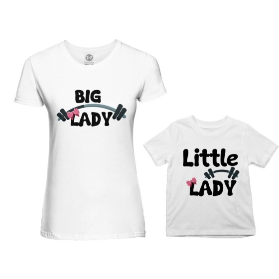 Coordinato t-shirt madre figlio big lady little lady little man fitness Per la mamma 2