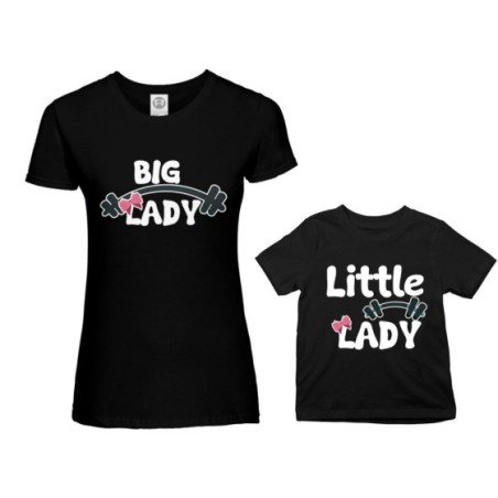 Coordinato t-shirt madre figlio big lady little lady little man fitness Per la mamma