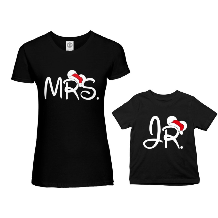 Coordinato t-shirt madre figlio personalizzabile con nome mrs - jr Natale