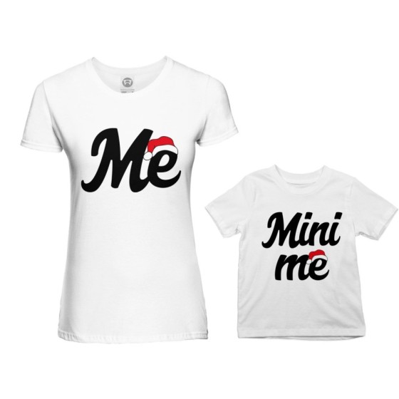 Coordinato t-shirt madre figlio personalizzabile con nome me e mini me con cappello natalizio Natale 2