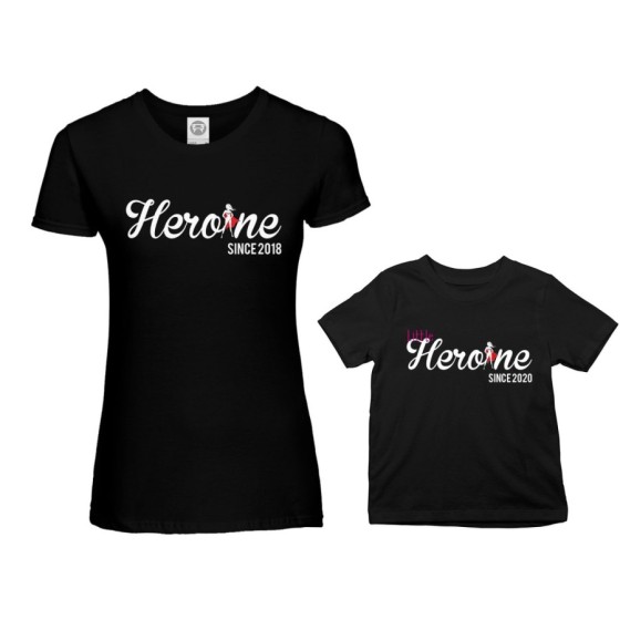 Coordinato t-shirt madre figlia personalizzato con anno heroine since little heroine since Per la mamma