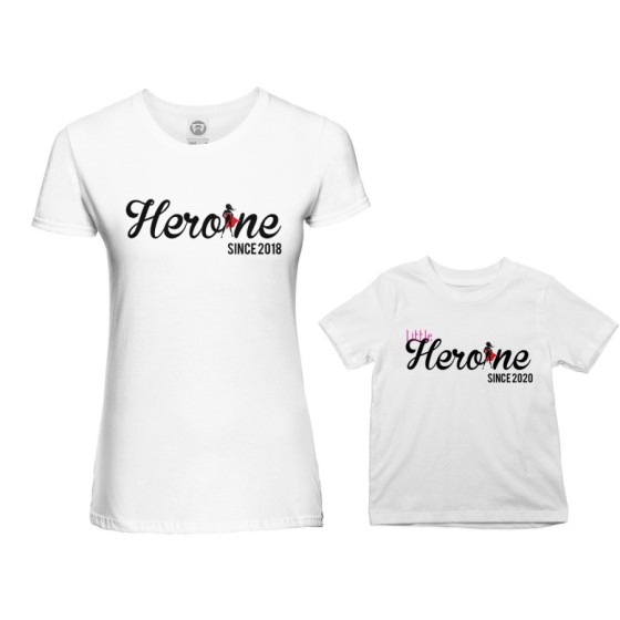 Coordinato t-shirt madre figlia personalizzato con anno heroine since little heroine since Per la mamma 2