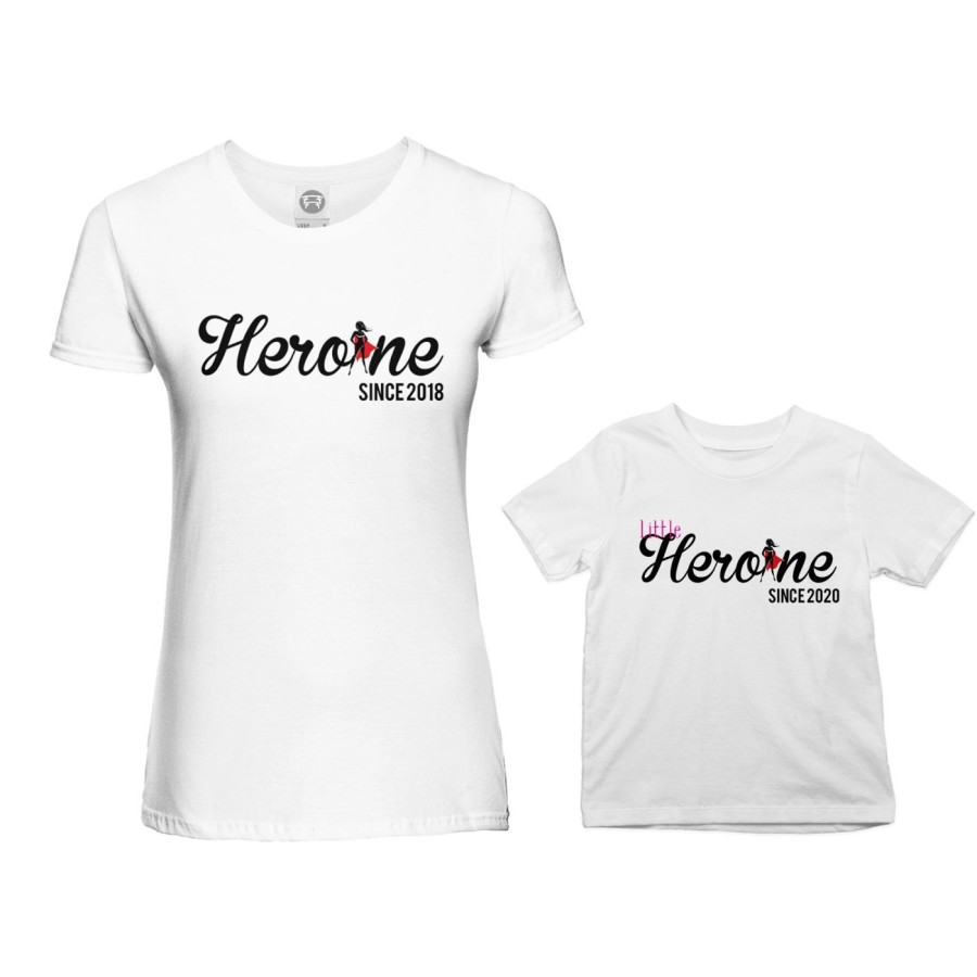 Coordinato t-shirt madre figlia personalizzato con anno heroine since little heroine since Per la mamma