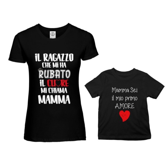 Coordinato t-shirt madre figlio il ragazzo che mi ha rubato il cuore mi chiama mamma Per la mamma 2