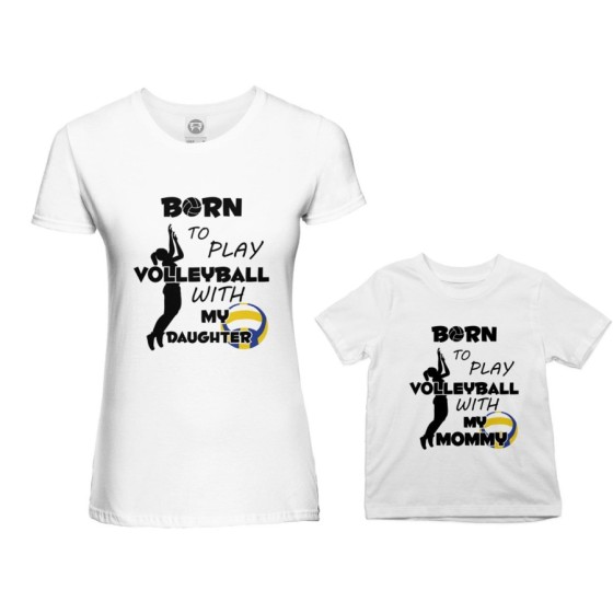 Coordinato t-shirt madre figlio born to play volleyball whith my son my daughter Per la mamma
