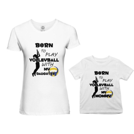 Coordinato t-shirt madre figlio born to play volleyball...