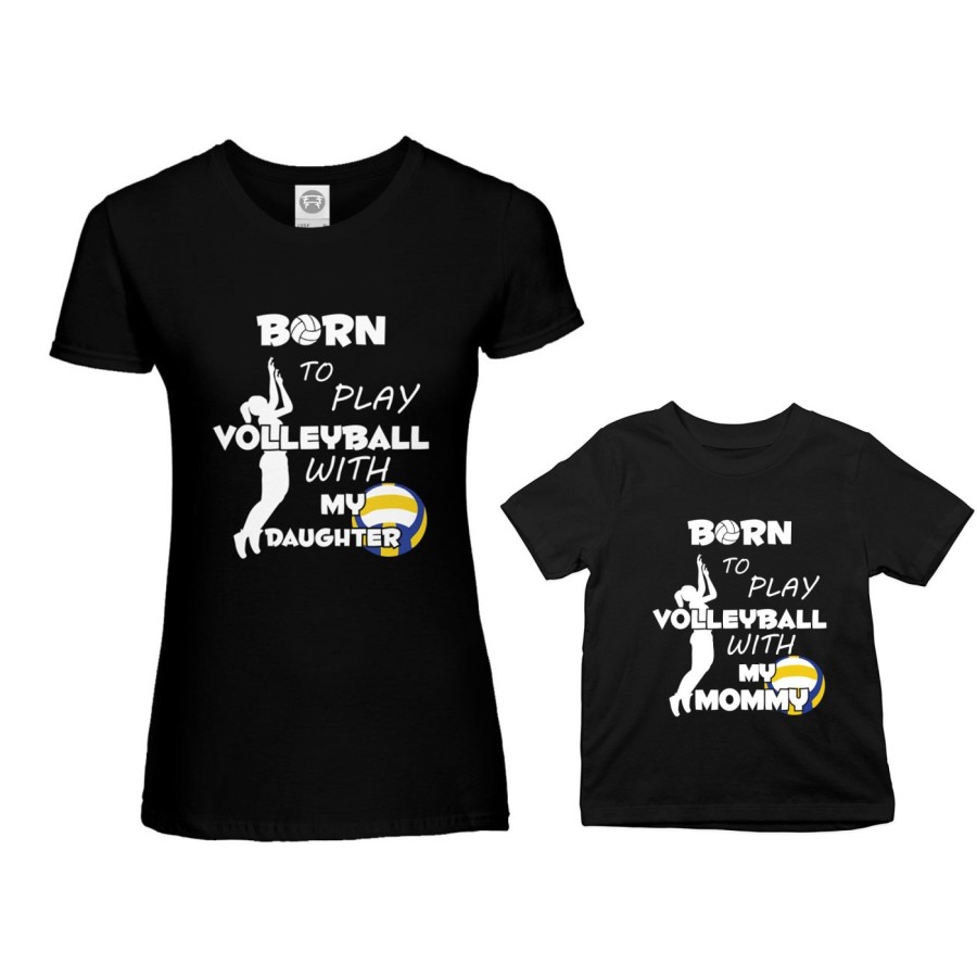 Coordinato t-shirt madre figlio born to play volleyball whith my son my daughter Per la mamma