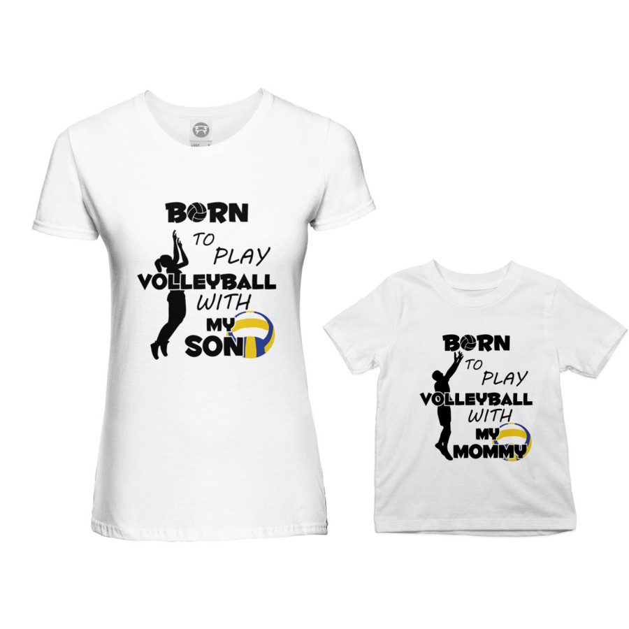 Coordinato t-shirt madre figlio born to play volleyball whith my son my daughter Per la mamma