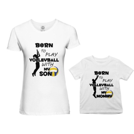 Coordinato t-shirt madre figlio born to play volleyball whith my son my daughter Per la mamma