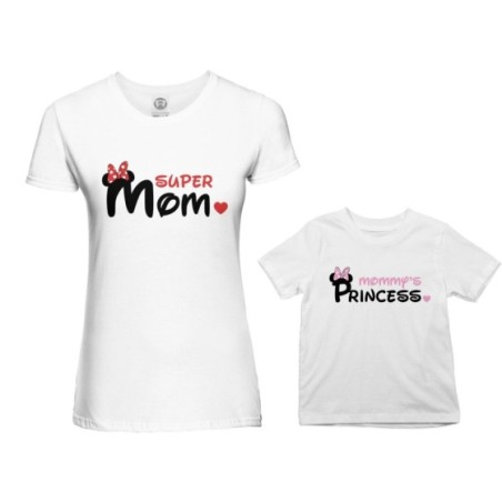Coordinato t-shirt madre figlio super mom mickey Per la mamma