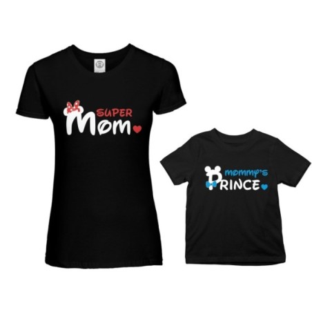Coordinato t-shirt madre figlio super mom mickey Per la mamma