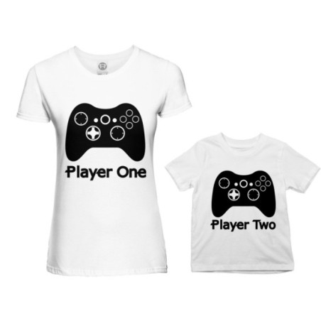 Coordinato t-shirt madre figlio player one player two xbox