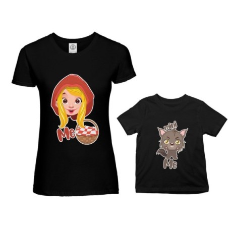 Coordinato t-shirt madre figlio me cappuccetto rosso mini lupo Per la mamma
