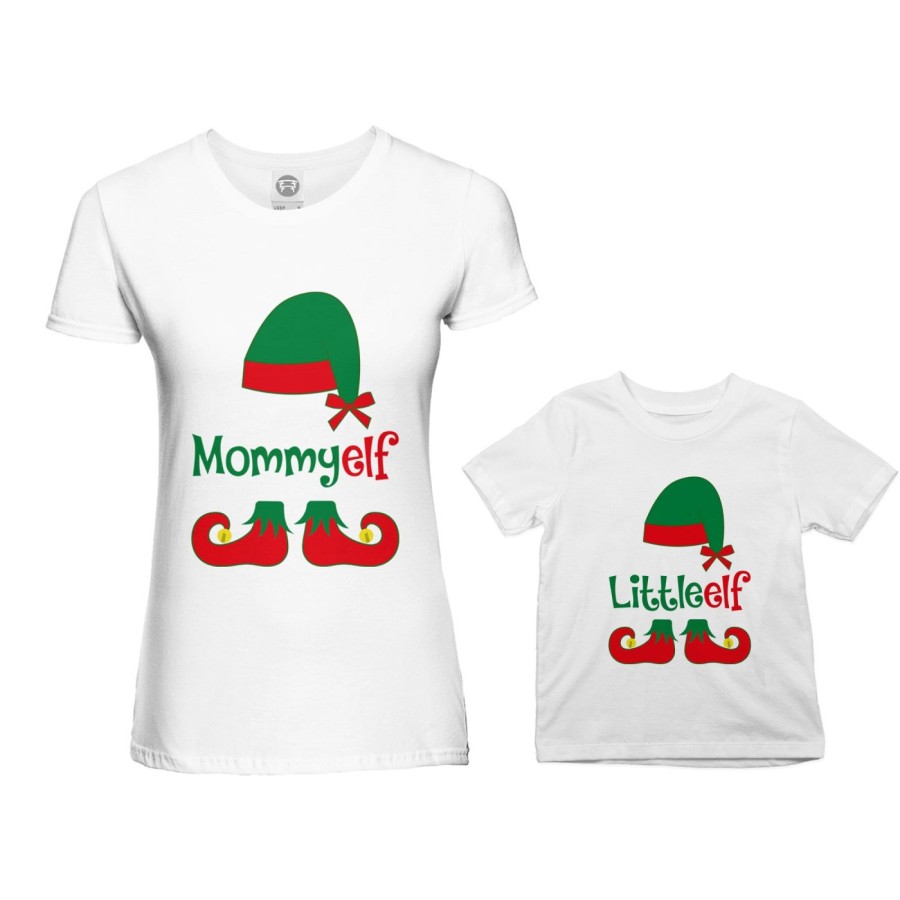 Coordinato t-shirt madre figlio personalizzabile con nome mommy elf little elf Natale