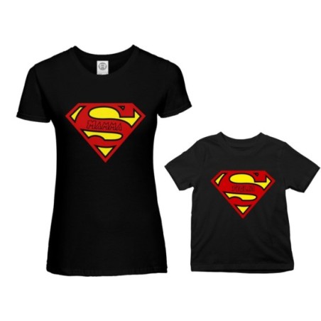 Coordinato t-shirt madre figlio super mamma super figlio...
