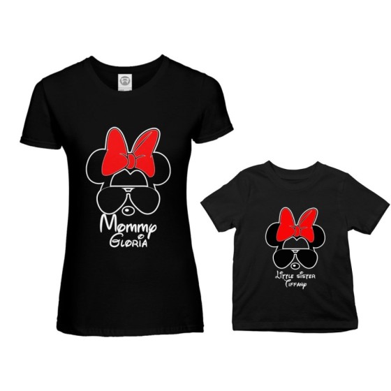 Coordinato t-shirt madre figlia personalizzato con nome mommy minnie little sister minnie Per la mamma