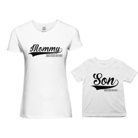 Coordinato t-shirt madre figlio personalizzato con anno mommy since daughter son since Per la mamma