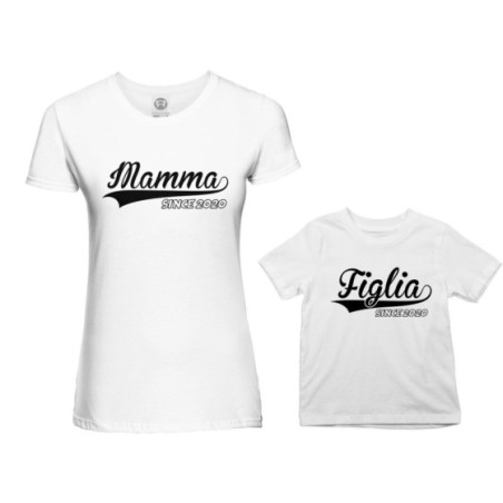 Coordinato t-shirt madre figlio personalizzato con anno mamma since figlia figlio since Per la mamma